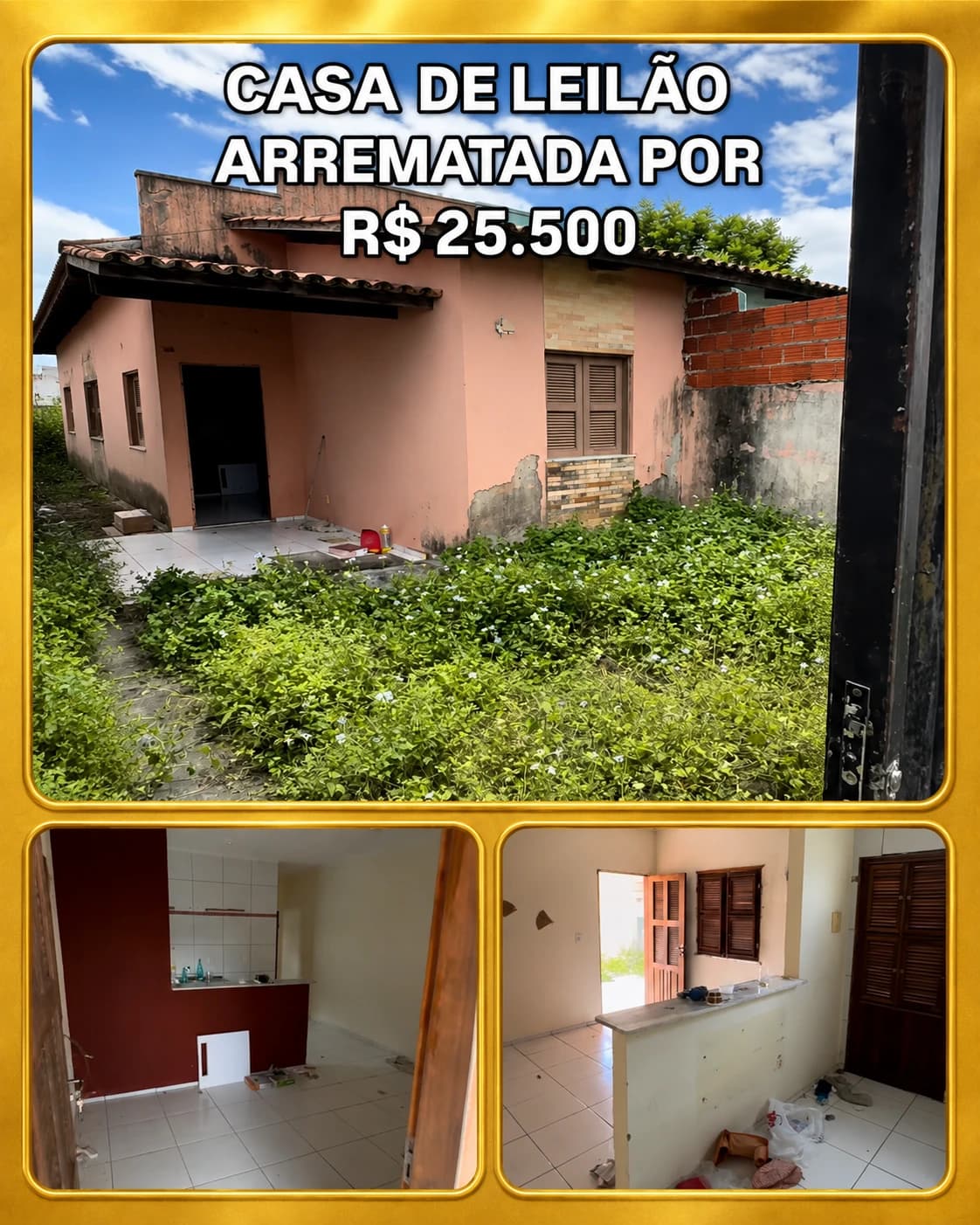 Casa de leilão arrematada por R$ 25.500